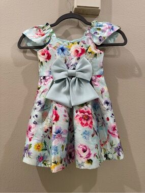 Iris and Ivy blue floral formal toddler dress size 2T